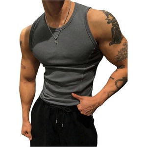 image:imageGORGLITTER Mens Ribbed Tank Top Undershirt Sleeveless Workout Muscle ShirtGrey