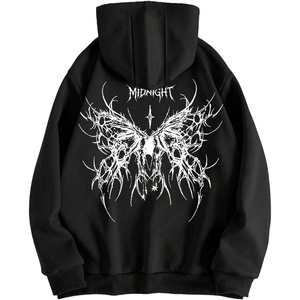 image:imageGORGLITTER Mens Y2K Graphic Zip Up Hoodie Streetwear Oversized SweatshirtBlack Letter