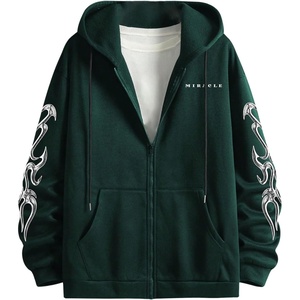 image:imageGORGLITTER Mens Y2K Graphic Zip Up Hoodie Streetwear Oversized SweatshirtDark Green