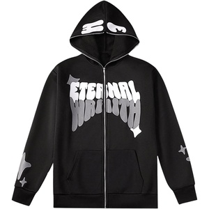 image:imageGORGLITTER Mens Y2K Hoodies Zip Up Graphic Jacket Hooded SweatshirtsBlack