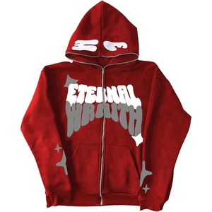 image:imageGORGLITTER Mens Y2K Hoodies Zip Up Graphic Jacket Hooded SweatshirtsRed