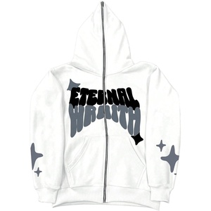 image:imageGORGLITTER Mens Y2K Hoodies Zip Up Graphic Jacket Hooded SweatshirtsWhite