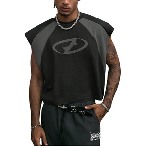 image:imageGORGLITTER Mens Y2k Cropped Tank Top Sleeveless Boxy Crop Tee StreetwearBlack Colorblock