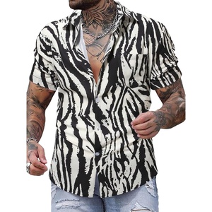 image:imageGORGLITTER Mens Zebra Print Shirt Y2k Button Up Animal Leopard Print TopsBlack