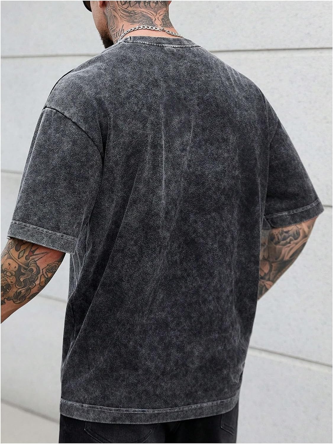 image:imageGORGLITTER Mens Oversized Short Sleeve TShirt Y2K Vintage Acid Washes TeeBlack