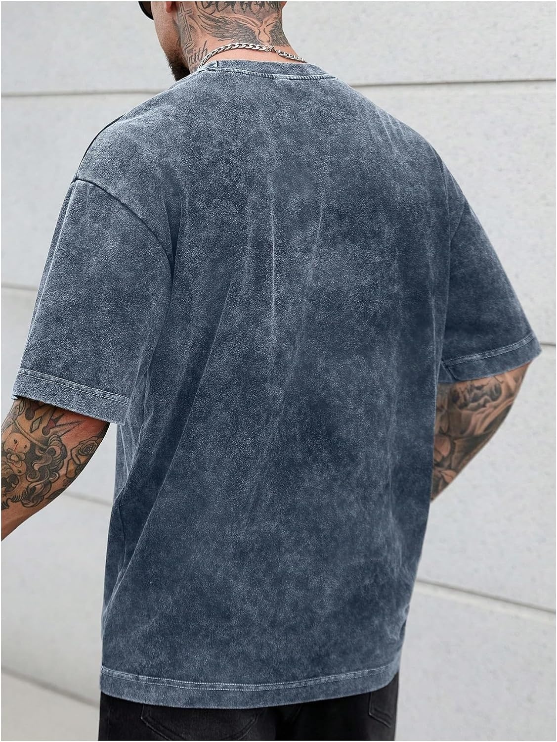 image:imageGORGLITTER Mens Oversized Short Sleeve TShirt Y2K Vintage Acid Washes TeeBlue