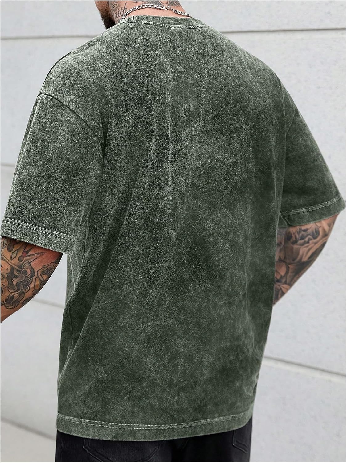 image:imageGORGLITTER Mens Oversized Short Sleeve TShirt Y2K Vintage Acid Washes TeeGreen