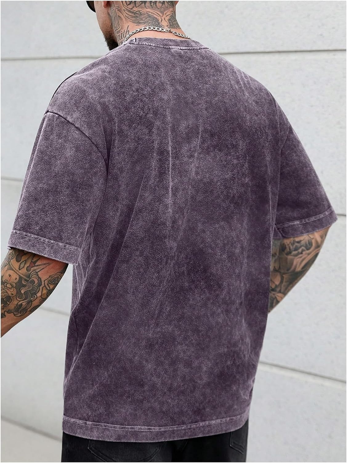 image:imageGORGLITTER Mens Oversized Short Sleeve TShirt Y2K Vintage Acid Washes TeePurple