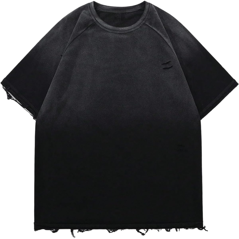 image:imageGORGLITTER Mens Oversized Short Sleeve TShirt Y2K Vintage Acid Washes TeeBlack Distressed