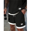 image:imageGORGLITTER Mens 2 Piece Short Set Waffle Knit Oversized T Shirt and ShortsBlack