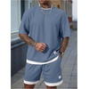 image:imageGORGLITTER Mens 2 Piece Short Set Waffle Knit Oversized T Shirt and ShortsDusty Blue