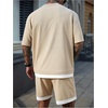 image:imageGORGLITTER Mens 2 Piece Short Set Waffle Knit Oversized T Shirt and ShortsKhaki