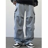 image:imageGORGLITTER Mens Baggy Cargo Sweatpants Oversized Sweat Pants Fall OutfitsLight Grey