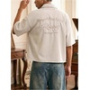 image:imageGORGLITTER Mens Button Up Cropped Shirt Boxy Short Sleeve Streetwear TopsApricotletter