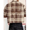 image:imageGORGLITTER Mens Button Up Cropped Shirt Boxy Short Sleeve Streetwear TopsBrown Letter