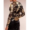 image:imageGORGLITTER Mens Crop Going Out Tops Y2K Sheer Mesh Long Sleeve Party ShirtBlack and Gold