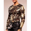 image:imageGORGLITTER Mens Crop Going Out Tops Y2K Sheer Mesh Long Sleeve Party ShirtBlack and Gold