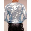 image:imageGORGLITTER Mens Crop Going Out Tops Y2K Sheer Mesh Long Sleeve Party ShirtBlue
