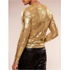 image:imageGORGLITTER Mens Crop Going Out Tops Y2K Sheer Mesh Long Sleeve Party ShirtGold