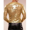 image:imageGORGLITTER Mens Crop Going Out Tops Y2K Sheer Mesh Long Sleeve Party ShirtGold