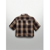 image:imageGORGLITTER Mens Cropped Button Up Shirt Y2K Rhinestone Boxy Plaid Crop TopBrown Plaid
