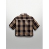 image:imageGORGLITTER Mens Cropped Button Up Shirt Y2K Rhinestone Boxy Plaid Crop TopCoffee Brown