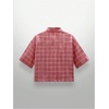 image:imageGORGLITTER Mens Cropped Button Up Shirt Y2K Rhinestone Boxy Plaid Crop TopRed