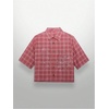 image:imageGORGLITTER Mens Cropped Button Up Shirt Y2K Rhinestone Boxy Plaid Crop TopRed