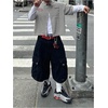 image:imageGORGLITTER Mens Cropped Button Up Shirts Short Sleeve Boxy TeesBlack and White