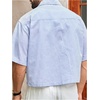 image:imageGORGLITTER Mens Cropped Button Up Shirts Short Sleeve Boxy TeesBlue