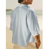 image:imageGORGLITTER Mens Cropped Button Up Shirts Short Sleeve Boxy TeesBlue and White