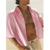 image:imageGORGLITTER Mens Cropped Button Up Shirts Short Sleeve Boxy TeesRed