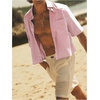 image:imageGORGLITTER Mens Cropped Button Up Shirts Short Sleeve Boxy TeesRed