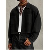 image:imageGORGLITTER Mens Cropped Shirt Button Up Long Sleeve Boxy Streetwear TopsBlack
