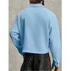image:imageGORGLITTER Mens Cropped Shirt Button Up Long Sleeve Boxy Streetwear TopsBlue