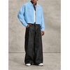 image:imageGORGLITTER Mens Cropped Shirt Button Up Long Sleeve Boxy Streetwear TopsBlue