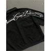 image:imageGORGLITTER Mens Cropped Shirt Striped Button Up Boxy Crop Top StreetwearBlack and White Letter