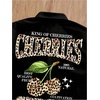 image:imageGORGLITTER Mens Cropped T Shirt Crop Tops Button Up Boxy Graphic Y2k TeesBlack Cherry Graphic