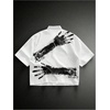 image:imageGORGLITTER Mens Cropped T Shirt Crop Tops Button Up Boxy Graphic Y2k TeesWhite Hands