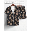 image:imageGORGLITTER Mens Cruise Rave Vacation Matching Outfits 2 Piece Short SetsBlack Floral Summer