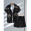 image:imageGORGLITTER Mens Cruise Rave Vacation Matching Outfits 2 Piece Short SetsBlack Tropical