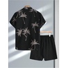 image:imageGORGLITTER Mens Cruise Rave Vacation Matching Outfits 2 Piece Short SetsBlack Tropical