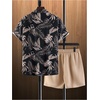 image:imageGORGLITTER Mens Cruise Rave Vacation Matching Outfits 2 Piece Short SetsBlack and Brown