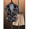 image:imageGORGLITTER Mens Cruise Rave Vacation Matching Outfits 2 Piece Short SetsBlack and Brown