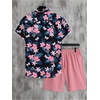 image:imageGORGLITTER Mens Cruise Rave Vacation Matching Outfits 2 Piece Short SetsBlack and Pink Floral