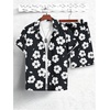image:imageGORGLITTER Mens Cruise Rave Vacation Matching Outfits 2 Piece Short SetsBlack and White Floral