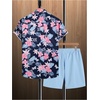 image:imageGORGLITTER Mens Cruise Rave Vacation Matching Outfits 2 Piece Short SetsBlue Hawaiian