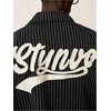 image:imageGORGLITTER Mens Embroidered Striped Letter Boxy Cropped Button Up ShirtsBlack