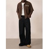 image:imageGORGLITTER Mens Embroidered Striped Letter Boxy Cropped Button Up ShirtsBrown Vintage