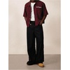 image:imageGORGLITTER Mens Embroidered Striped Letter Boxy Cropped Button Up ShirtsBurgundy